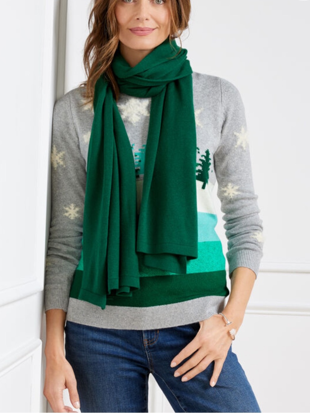 Talbots Emerald Green Knit Scarf